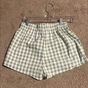 SHEIN High Waist Green Checkered Shorts